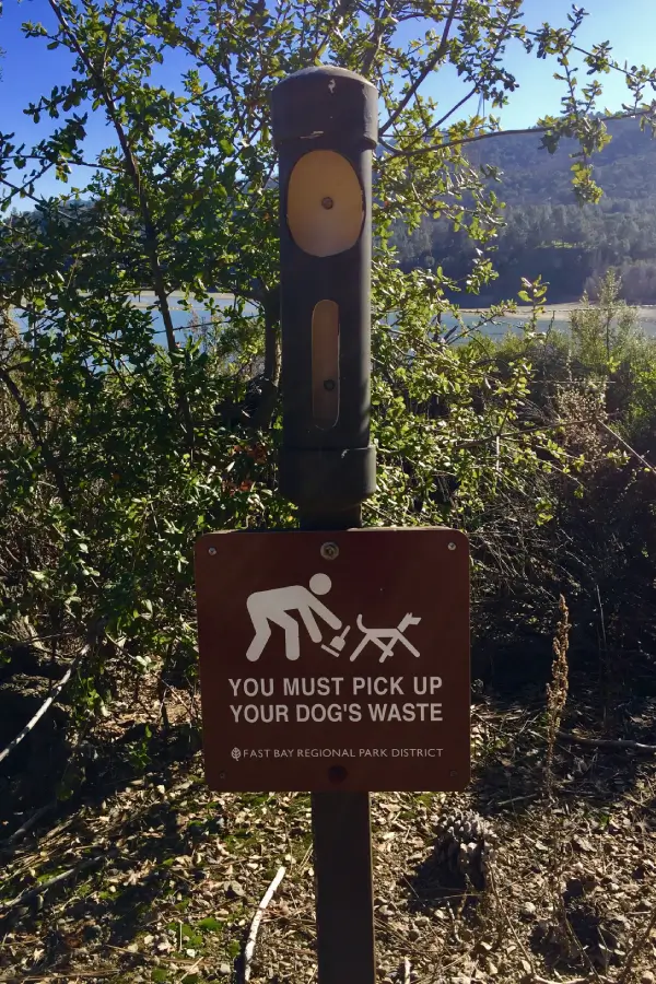 Pick up dog waste sign in public recreational area