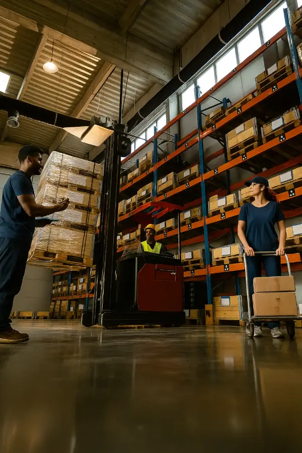 Ruff Ruff dog waste products workers at warehouse