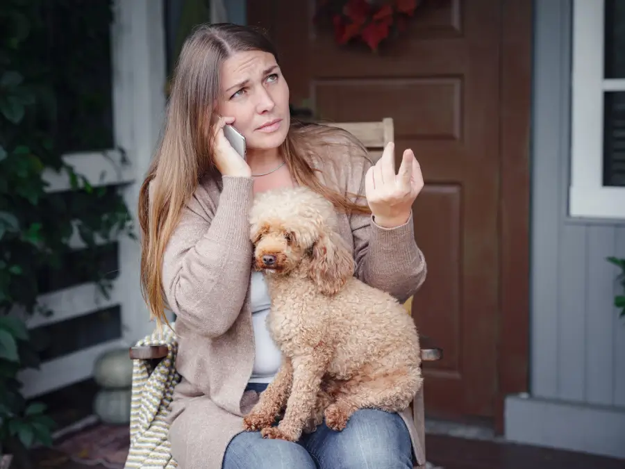 Community resident dog owner filing a phone complaint
